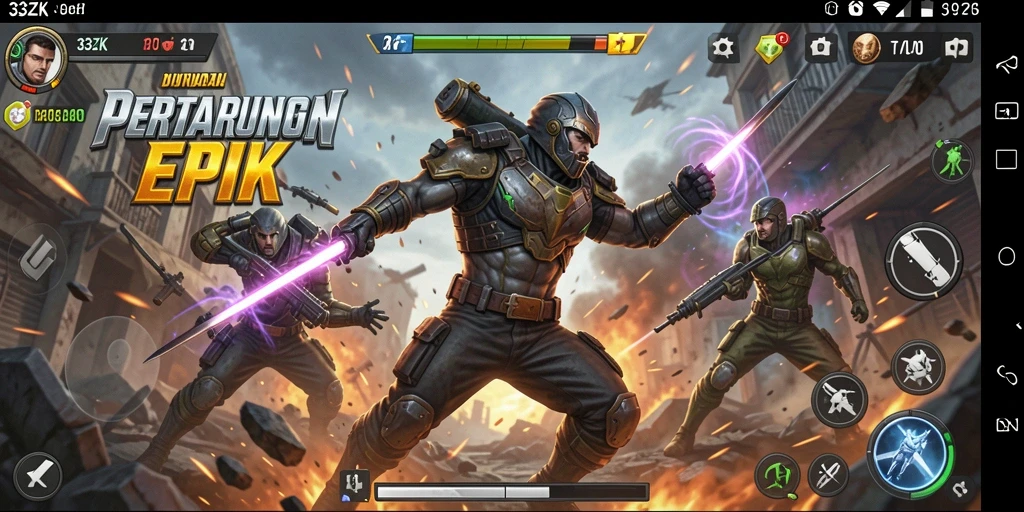Screenshot aksi mendebarkan dalam game 33ZK.