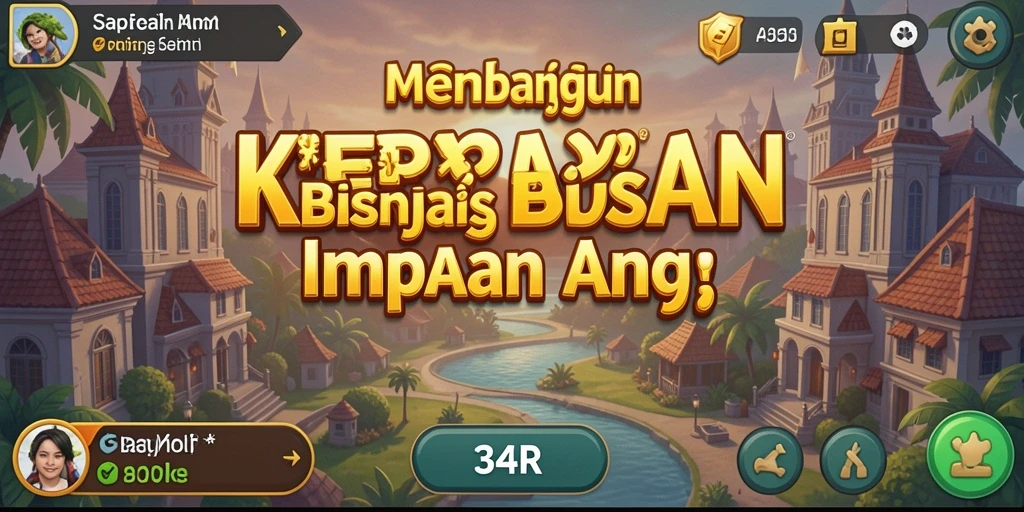 Layar gameplay 34R menampilkan aktivitas bisnis yang seru dan dinamis.
