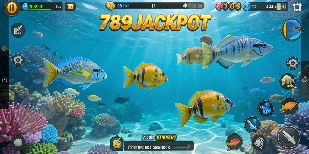 Gameplay seru menembak ikan di bawah laut yang penuh warna.