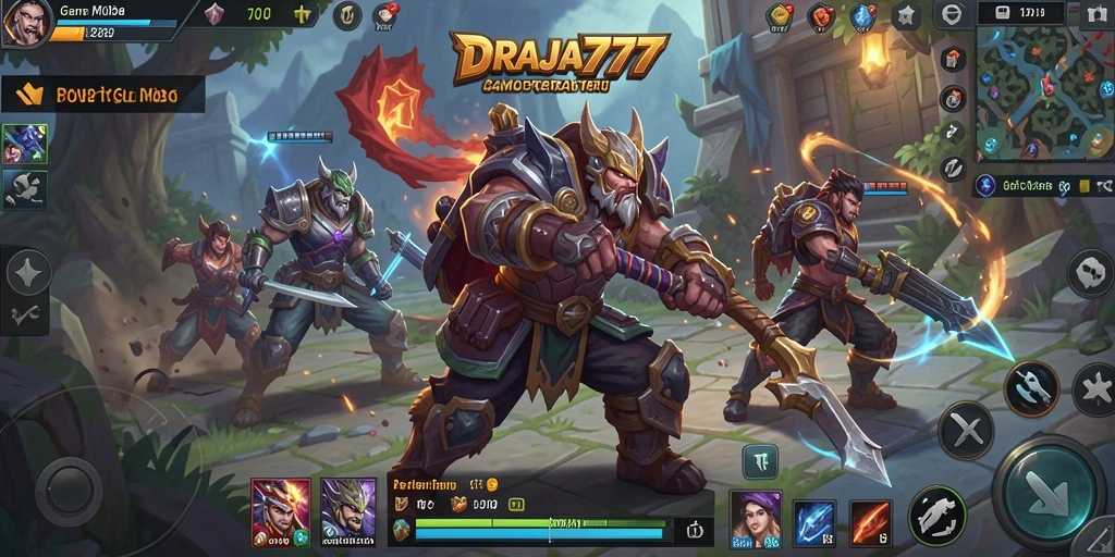Tangkapan layar gameplay DRAJA777 dengan aksi pertarungan tim yang seru.