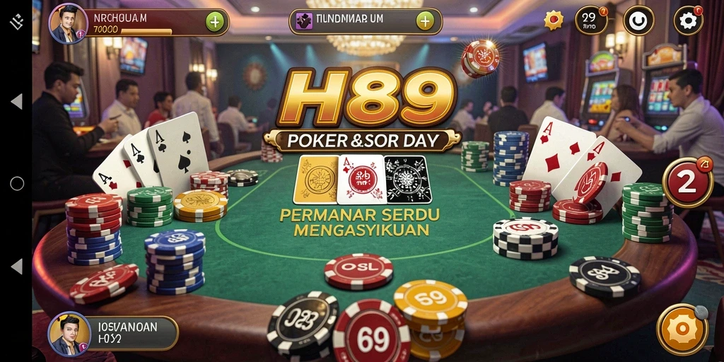Screenshot H89 menampilkan suasana permainan Poker yang seru dan mengasyikkan.