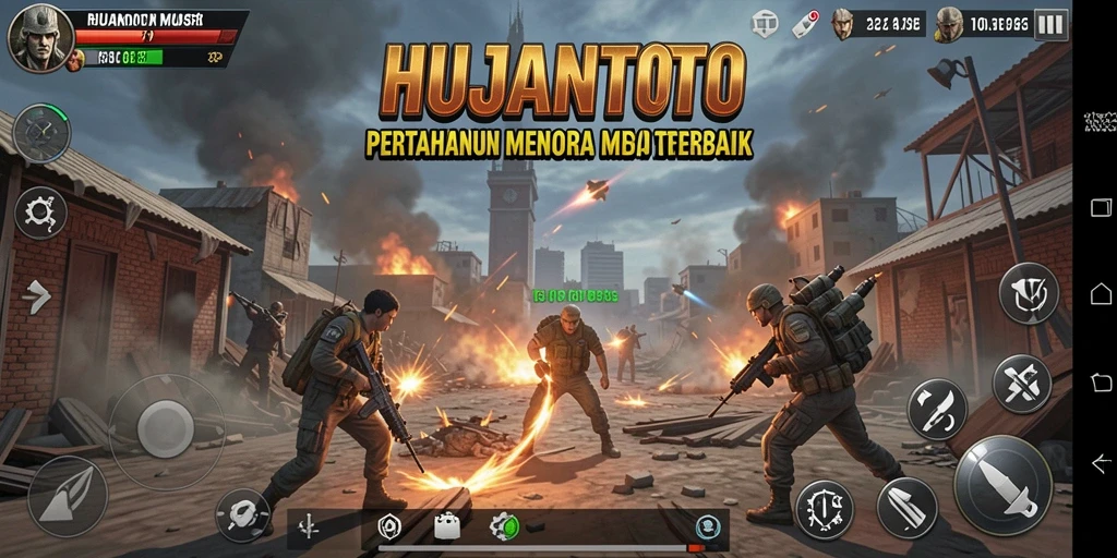 Screenshot HUJANTOTO menampilkan strategi pertahanan menara yang epik.