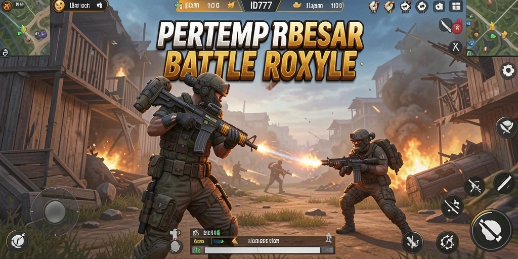 Gameplay seru ID777 dengan pertarungan Battle Royale yang mendebarkan.