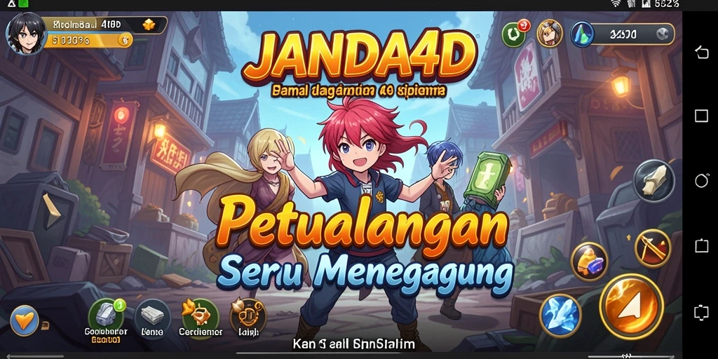 Tampilan gameplay JANDA4D yang penuh aksi dan karakter Anime menarik.