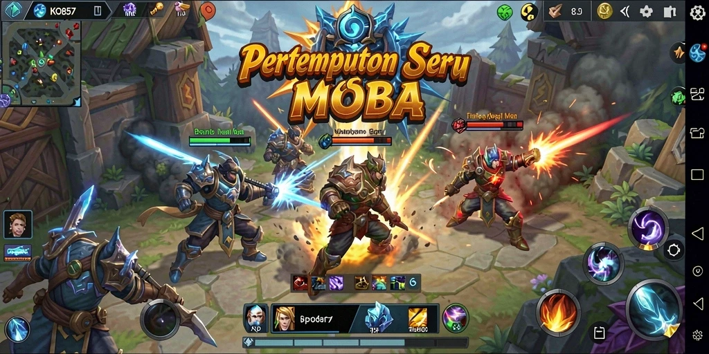 Layar utama gameplay seru KO857 dengan aksi pertempuran epic.