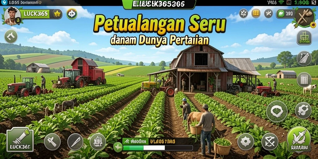 Screenshot gameplay LUCK365 dengan aktivitas bertani yang seru.