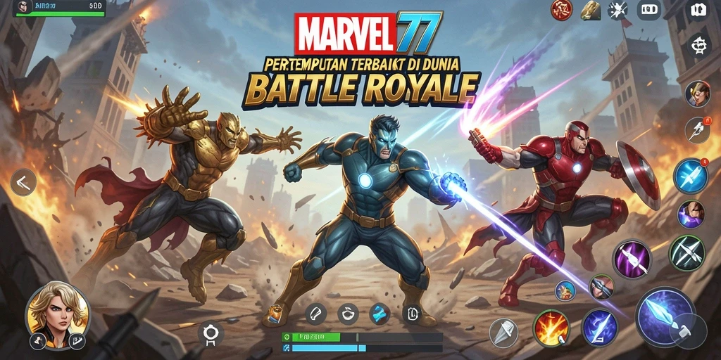 Gameplay seru MARVEL77 dalam pertarungan Battle Royale.