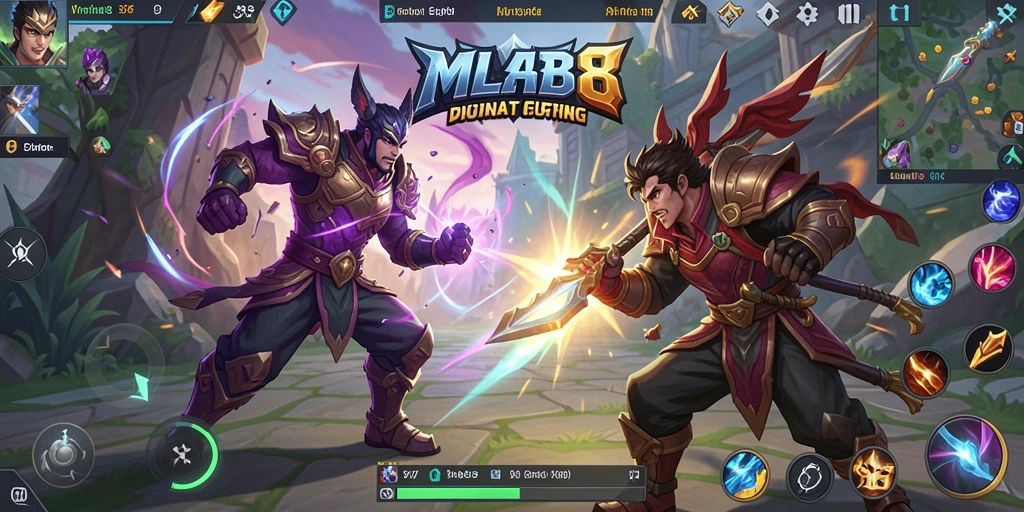 Screenshot gameplay MLBB8 menampilkan pertarungan seru antara karakter.