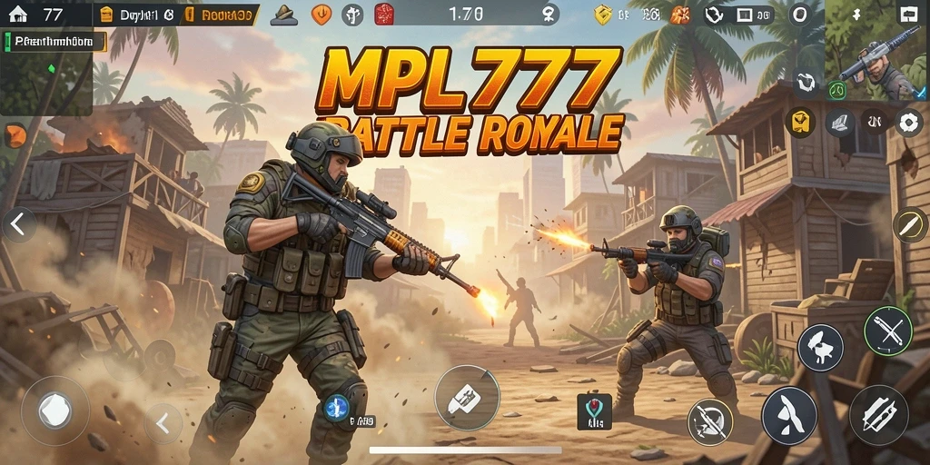 Screenshot dari gameplay MPL777 menampilkan aksi pertempuran intens dalam mode Battle Royale.