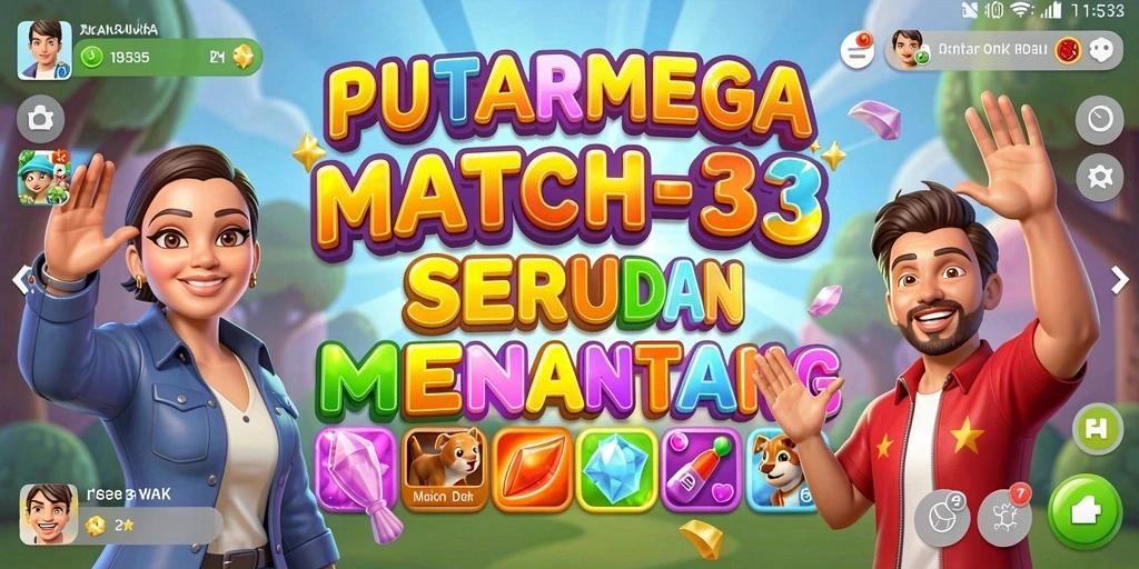Sebuah momen seru di permainan Match-3 dengan efek visual menarik.
