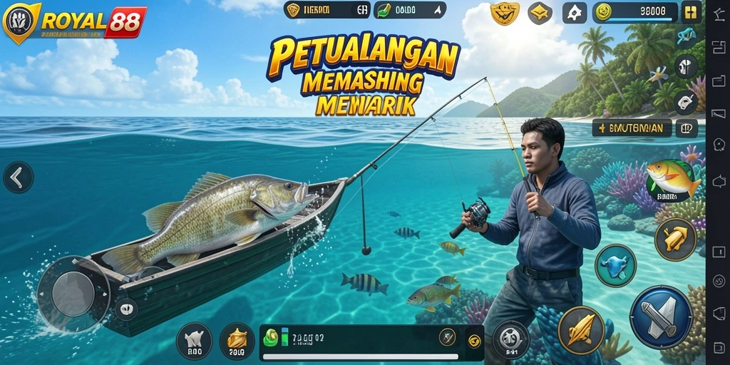 Tampilan gameplay memancing yang seru dan menegangkan di ROYAL88.