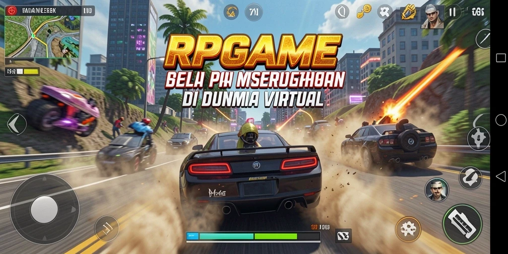 Tampilan seru saat balapan di RPGAME dengan kendaraan berkualitas tinggi.