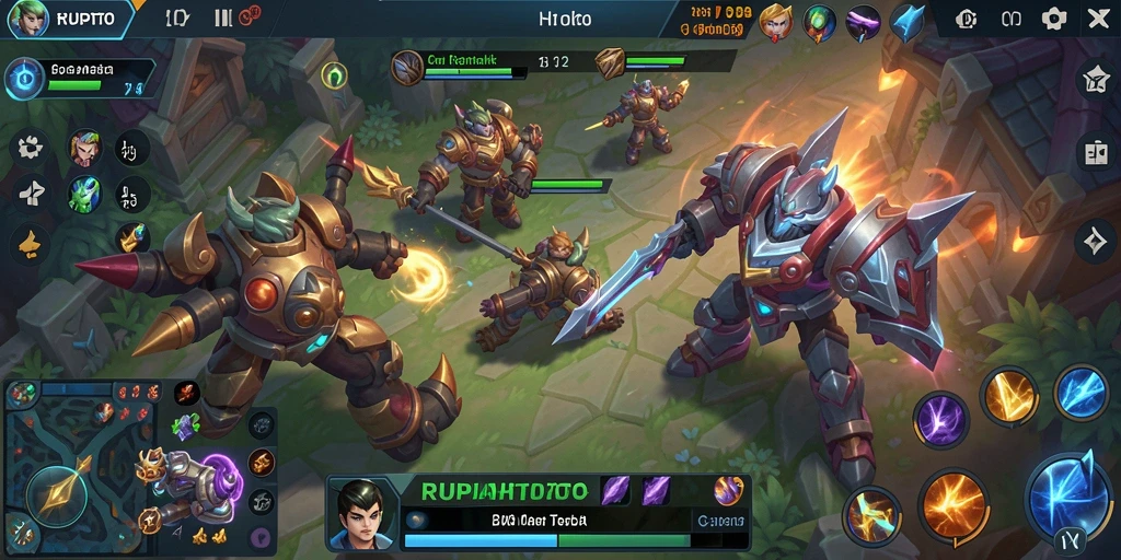 Screenshot utama RUPIAHTOTO menampilkan aksi seru dalam gameplay MOBA.