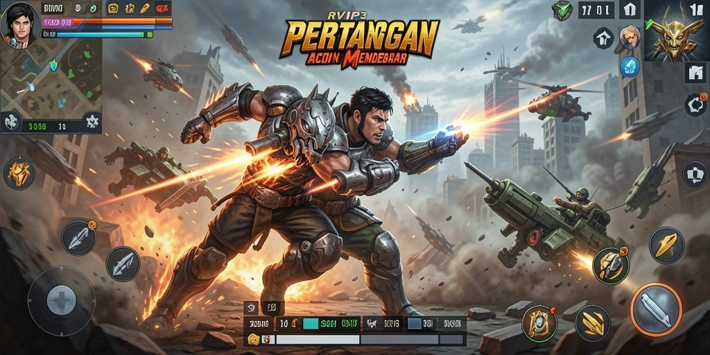 Tampilan gameplay menegangkan dari RVIP3 dengan aksi pertarungan yang intens.