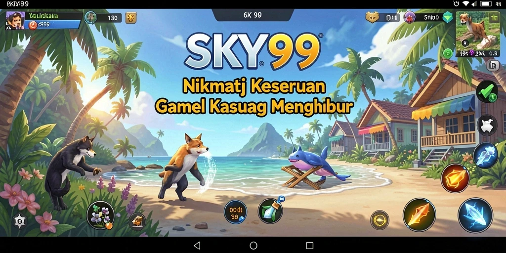 Tampilan gameplay SKY99 yang ceria dan penuh tantangan.