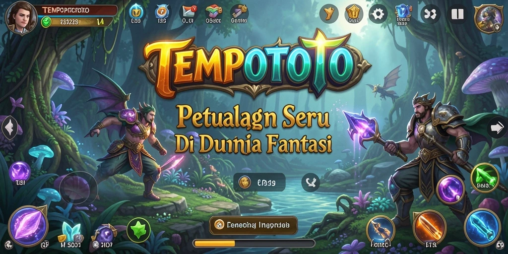 Tampilan gameplay TEMPOTOTO dengan dunia petualangan yang memukau.