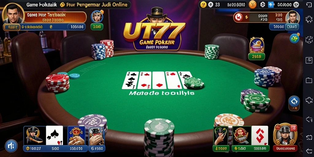 Tampilan gameplay Poker yang mendebarkan di UT77.
